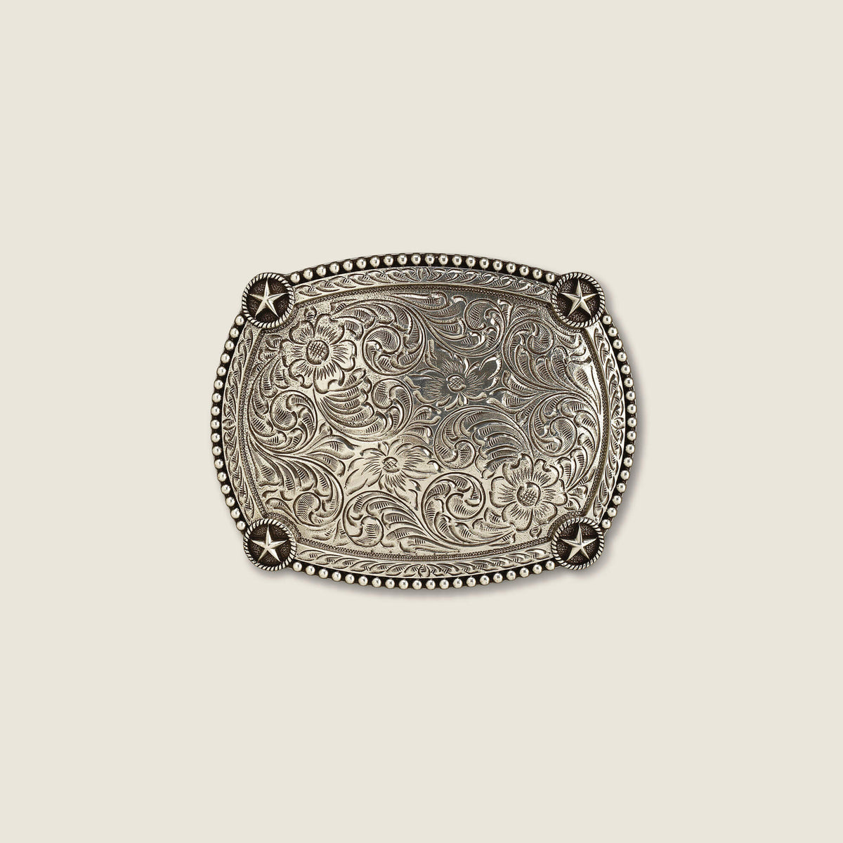 Beaded Edge Star Corners Belt Buckle - US 9508