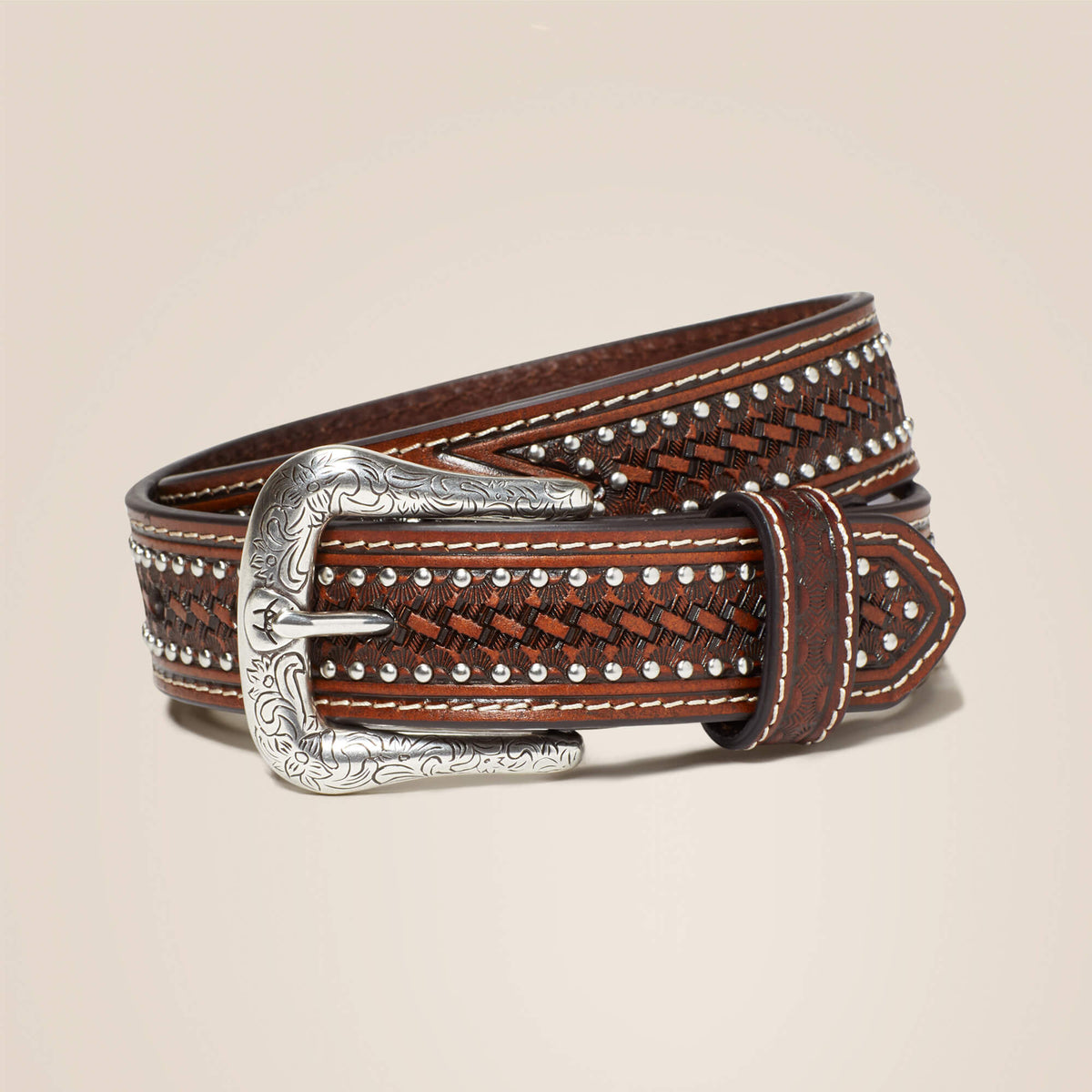 Studded Basket Weave Belt - US 9091