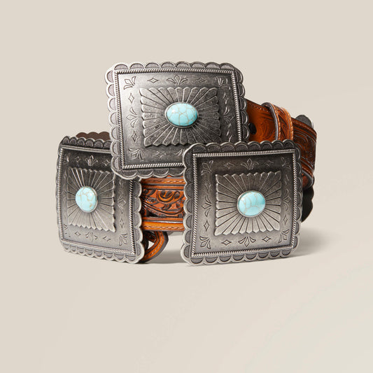 Turquoise Burst Concho Belt - US 7386