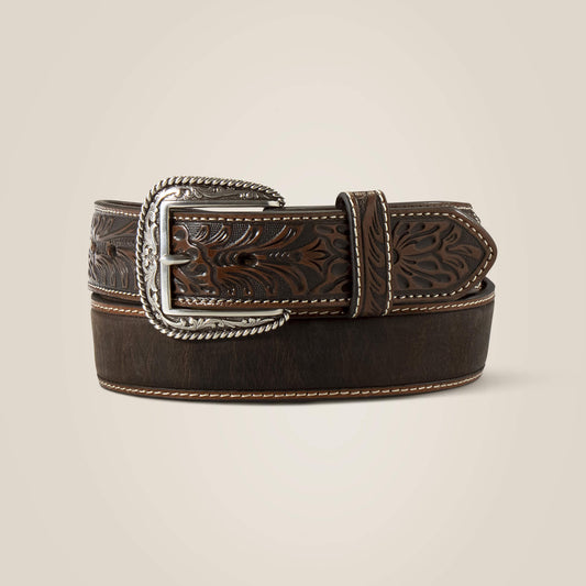 Floral embossed ends belt - US 4464