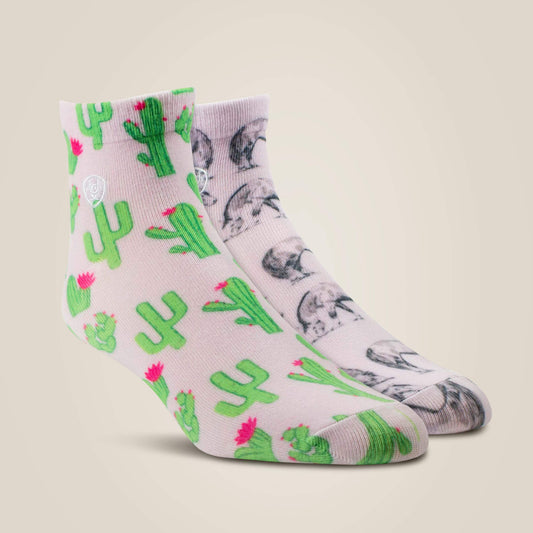 Horse/Cactus Print Ankle Sock 2 Pair Multi Pack - US 9968
