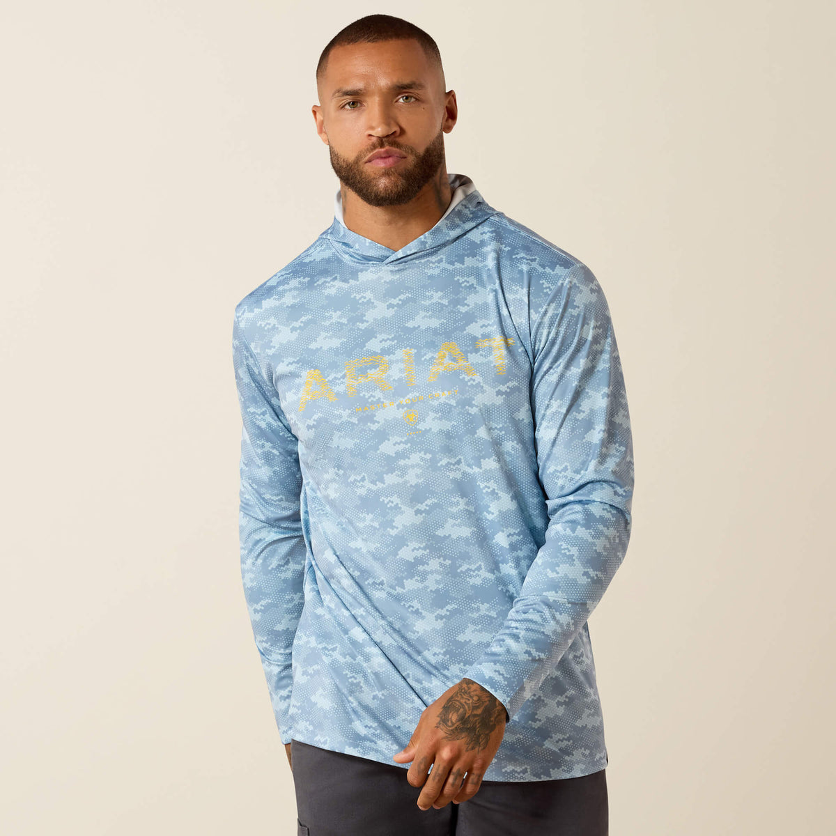 Rebar Sunblocker Printed Craft Hooded Long Sleeve T-Shirt - US 9843