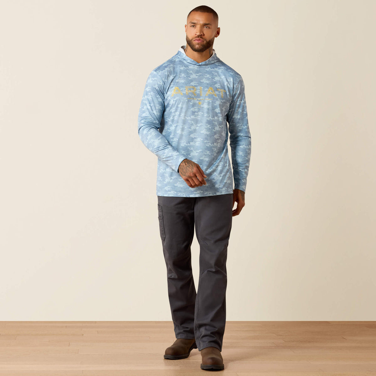 Rebar Sunblocker Printed Craft Hooded Long Sleeve T-Shirt - US 9843