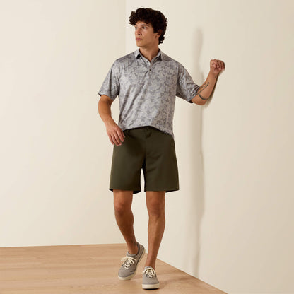 All Over Print Heathered Fitted Polo - US 0244