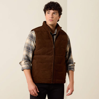 Bench Made Goat Suede Puffer Vest - US 4533