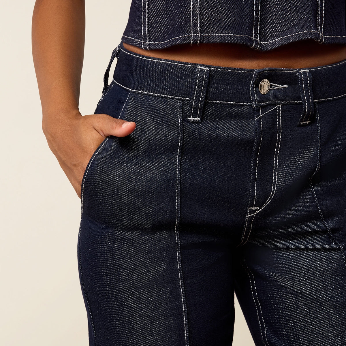 Ultra High Rise Lurex Wide Leg Jeans - US 0943
