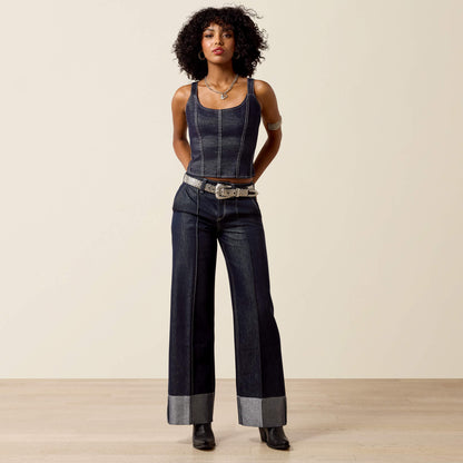 Ultra High Rise Lurex Wide Leg Jeans - US 0943